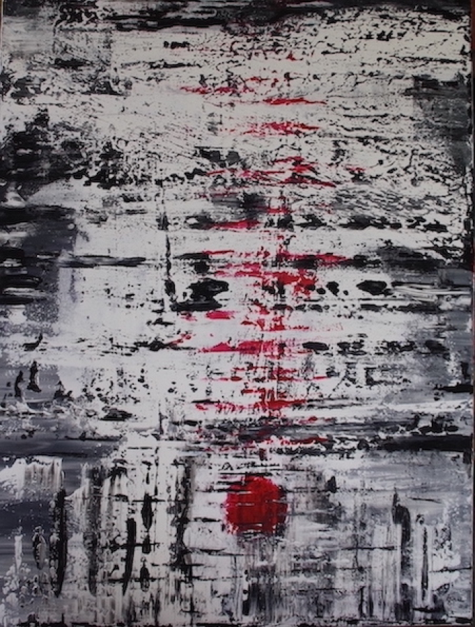 2018 Der ertränkte Mond, 80x60, Acryl auf Leinwand